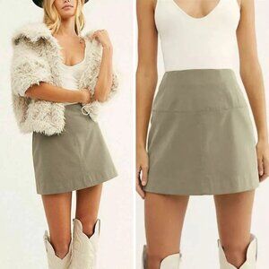 NWT Free People faux suede/leather mini skirt